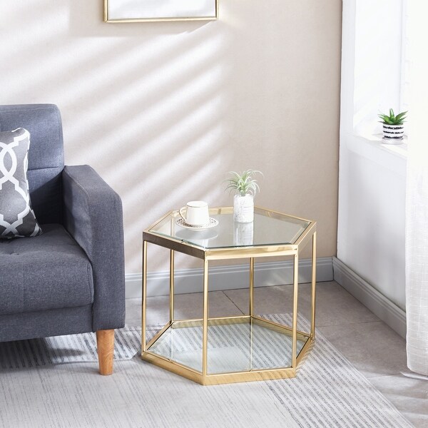 Glass Coffee Table with Stainless Steel Frame