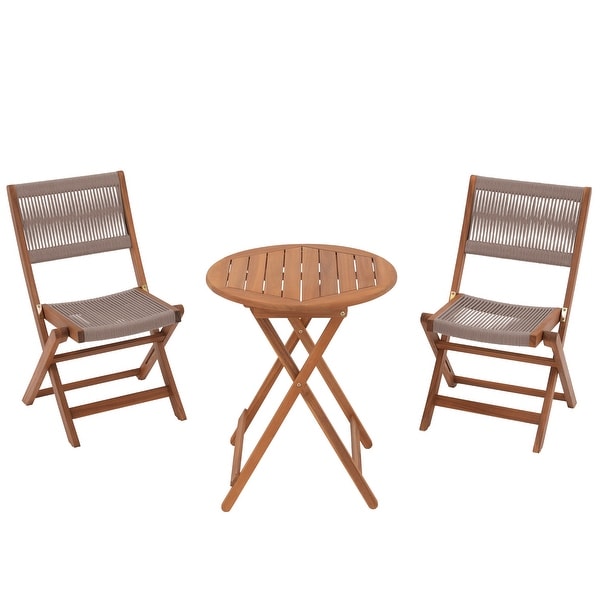 3piece Folding Wood Patio Bistro Set