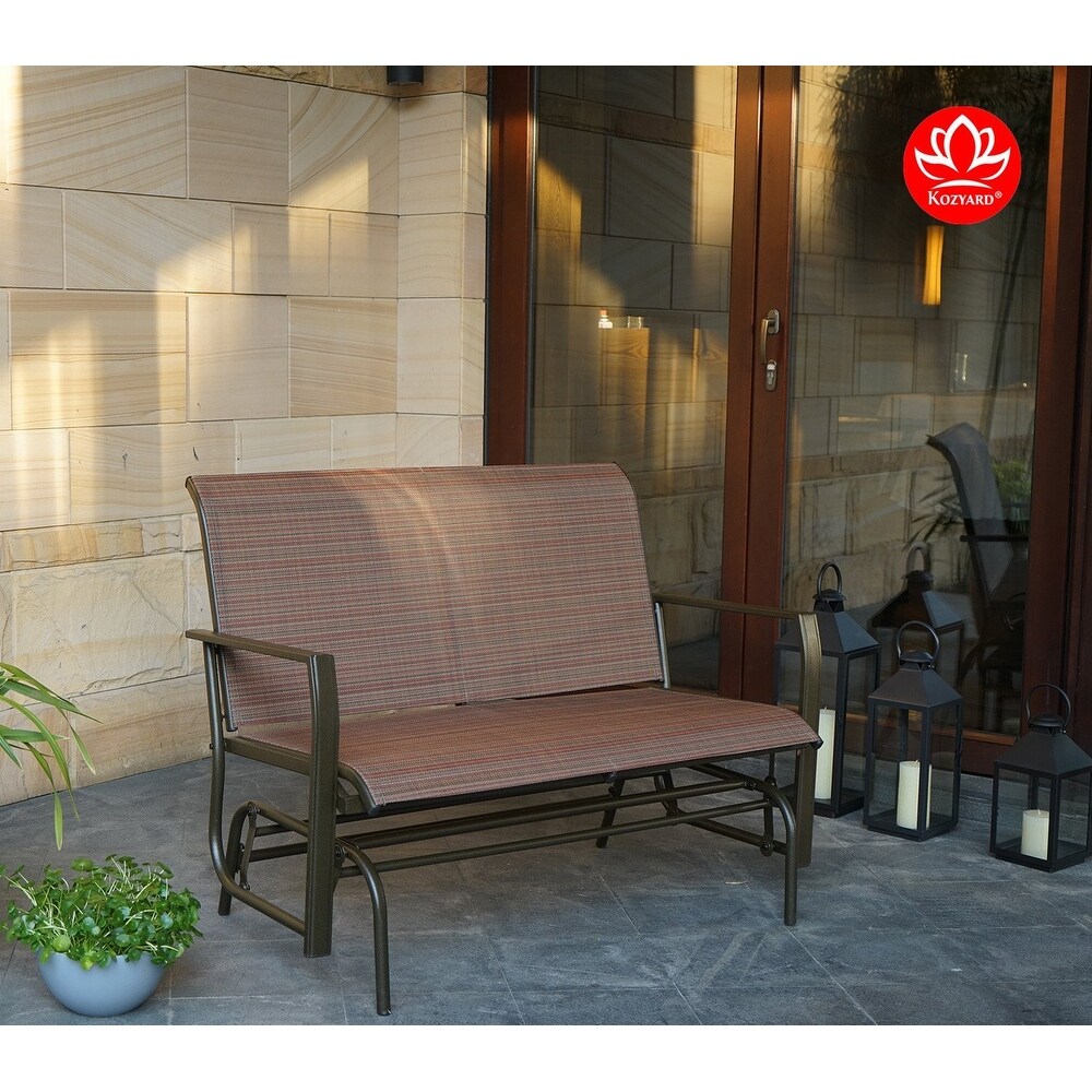 Kozyard Cozy Two Rocking Love Seats Glider Swing Bench/Rocker with Textilence Seats