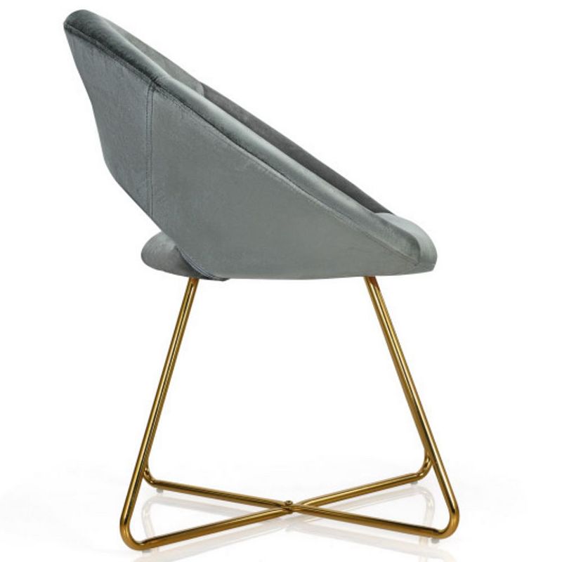 Velvet Dining Arm Chair with Golden Metal Legs and Soft Cushion