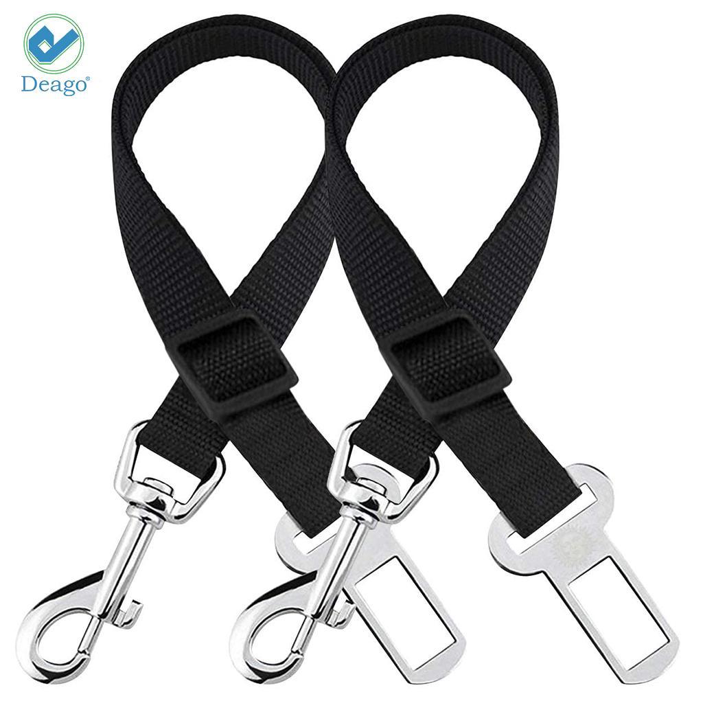 Deago 2 Packs Adjustable Pet Dog Cat Car Seat Belt Safety Leads Vehicle Seatbelt Harness Leashes (Black)