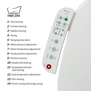 Mokleba Electric Heated Bidet Seat for Round Toilets in. White with Built-in Dryer and Adjustable Nozzle Position BTMKEBCO001