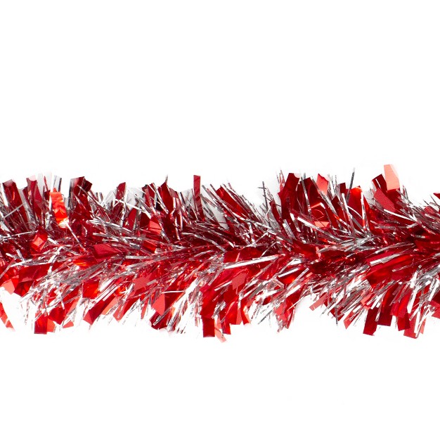 Unlit Red silver Wide Cut Tinsel Christmas Garland