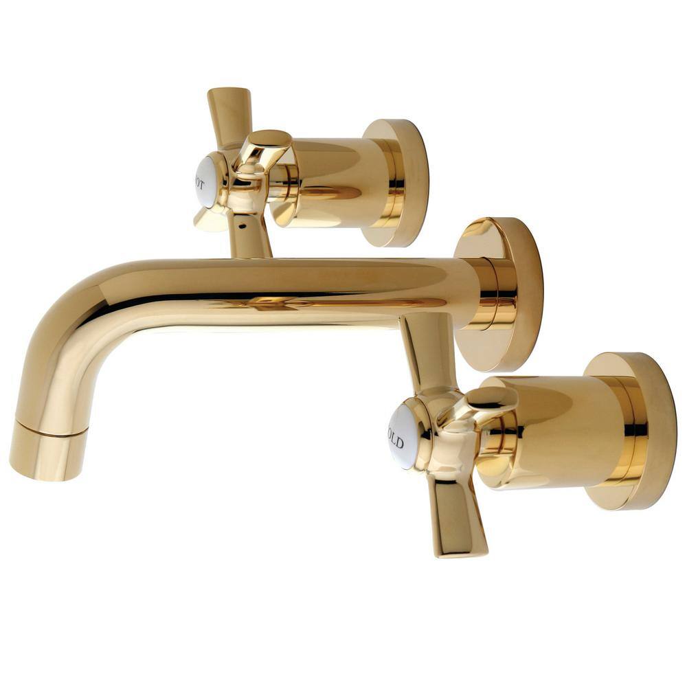 Kingston Brass Millennium 2-Handle Wall-Mount Bathroom Faucets in Polished Brass HKS8122ZX