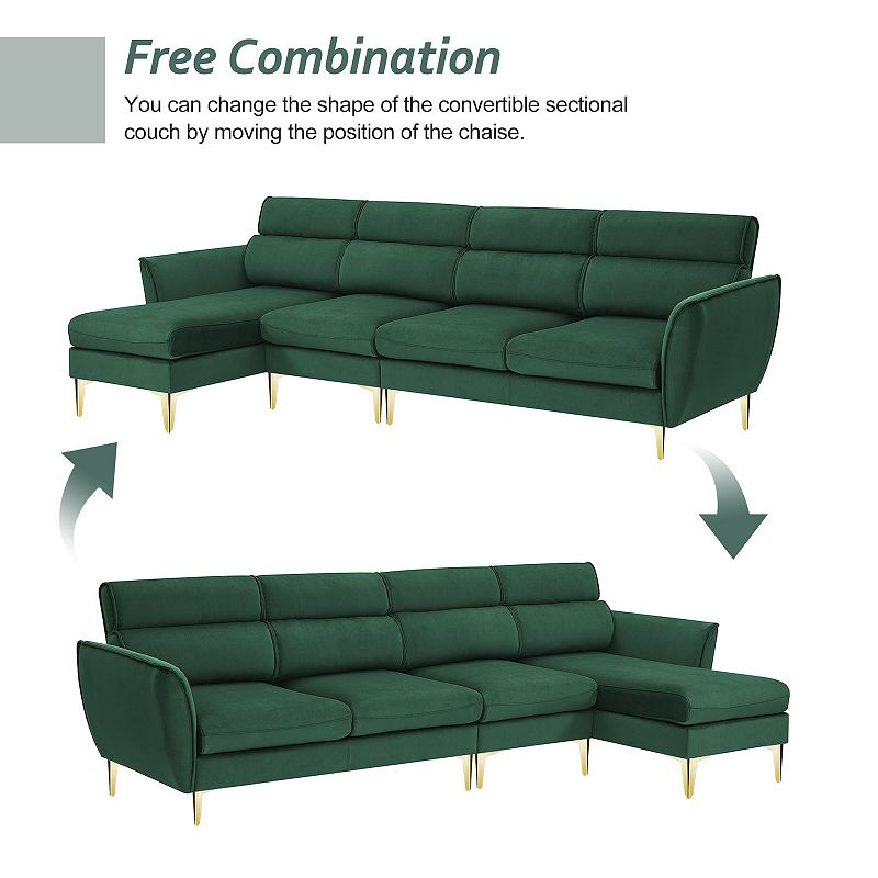 F.c Design Convertible Sectional Sofa Couch， Flannel L Shape Furniture With Left/right Handed Chaise