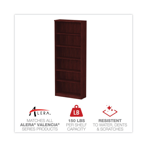 Alera Valencia Series Bookcase， Six-Shelf， 31.75w x 14d x 80.25h， Mahogany (VA638232MY)