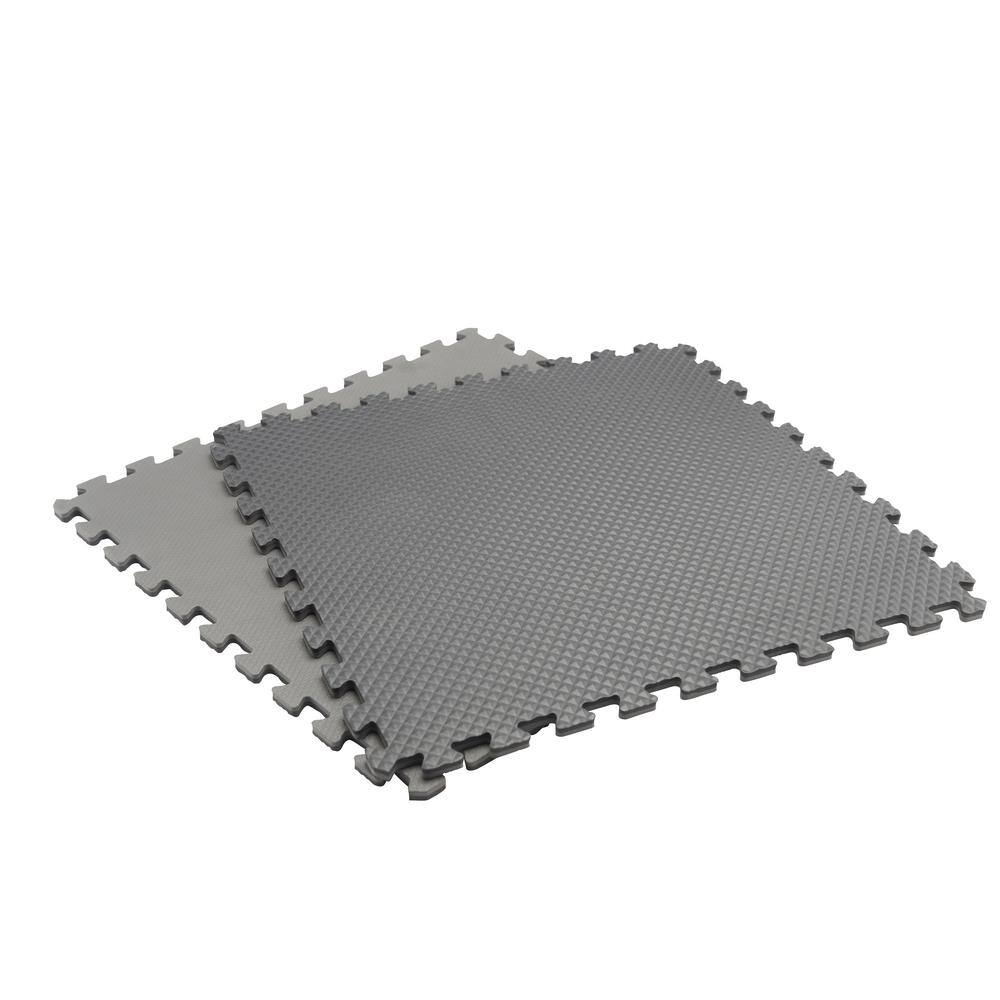 TrafficMaster BlackGray 24 in. x 24 in. x 0.47 in. Foam Dual Sided Gym Floor Tiles (4 TilesPack (16 sq. ft.) 24120HDUS