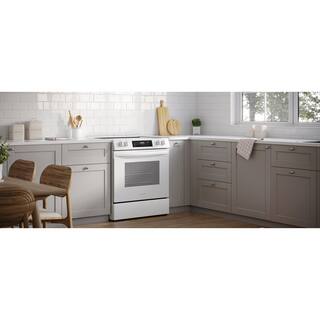 Frigidaire 30 in. 5-Element Slide-In Front Control Electric Range with Steam Clean in White FCFE3062AW