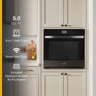 Whirlpool 30 in. Single Electric Wall Oven with True Convection Self-Cleaning in Black Stainless Steel with PrintShield Finish WOES7030PV