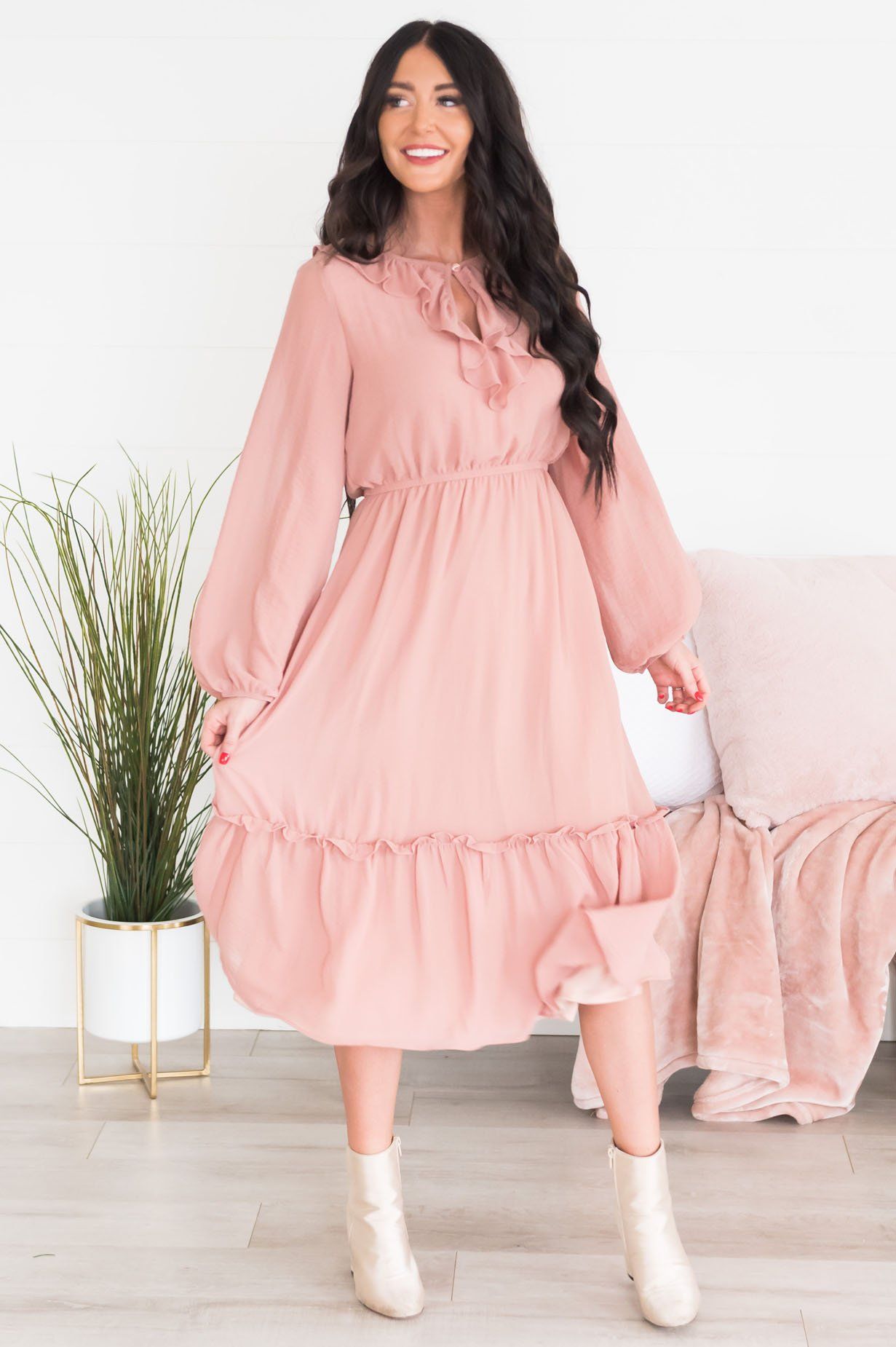 The Faith Modest Ruffle Dress