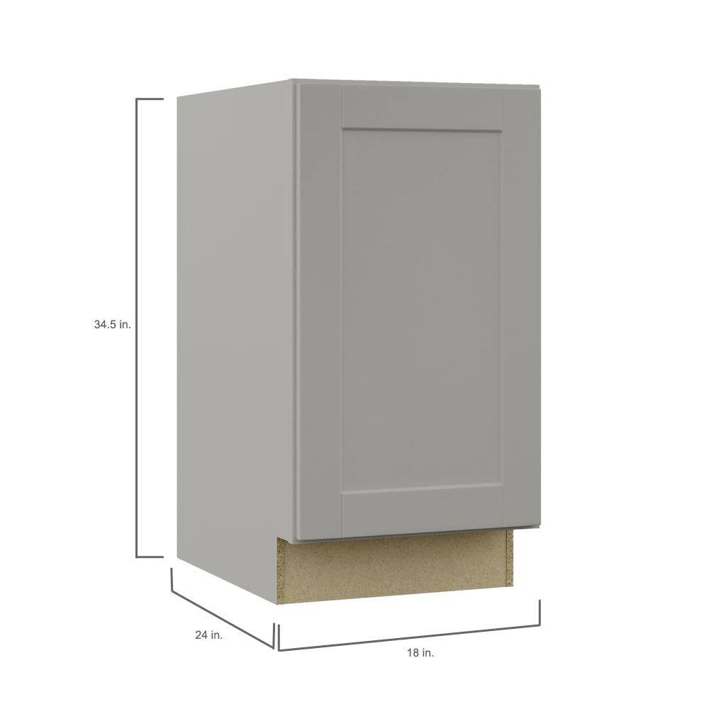 Hampton Bay Shaker Dove Gray Stock Assembled Pull Out Trash Can Base Kitchen Cabinet (18 in. x 34.5 in. x 24 in.) KBW18-SDV