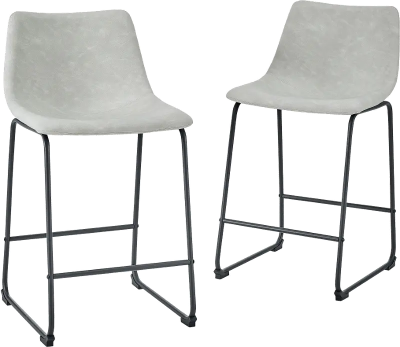 Saddles Gray Counter Stool， Set of 2 - Walker Edison