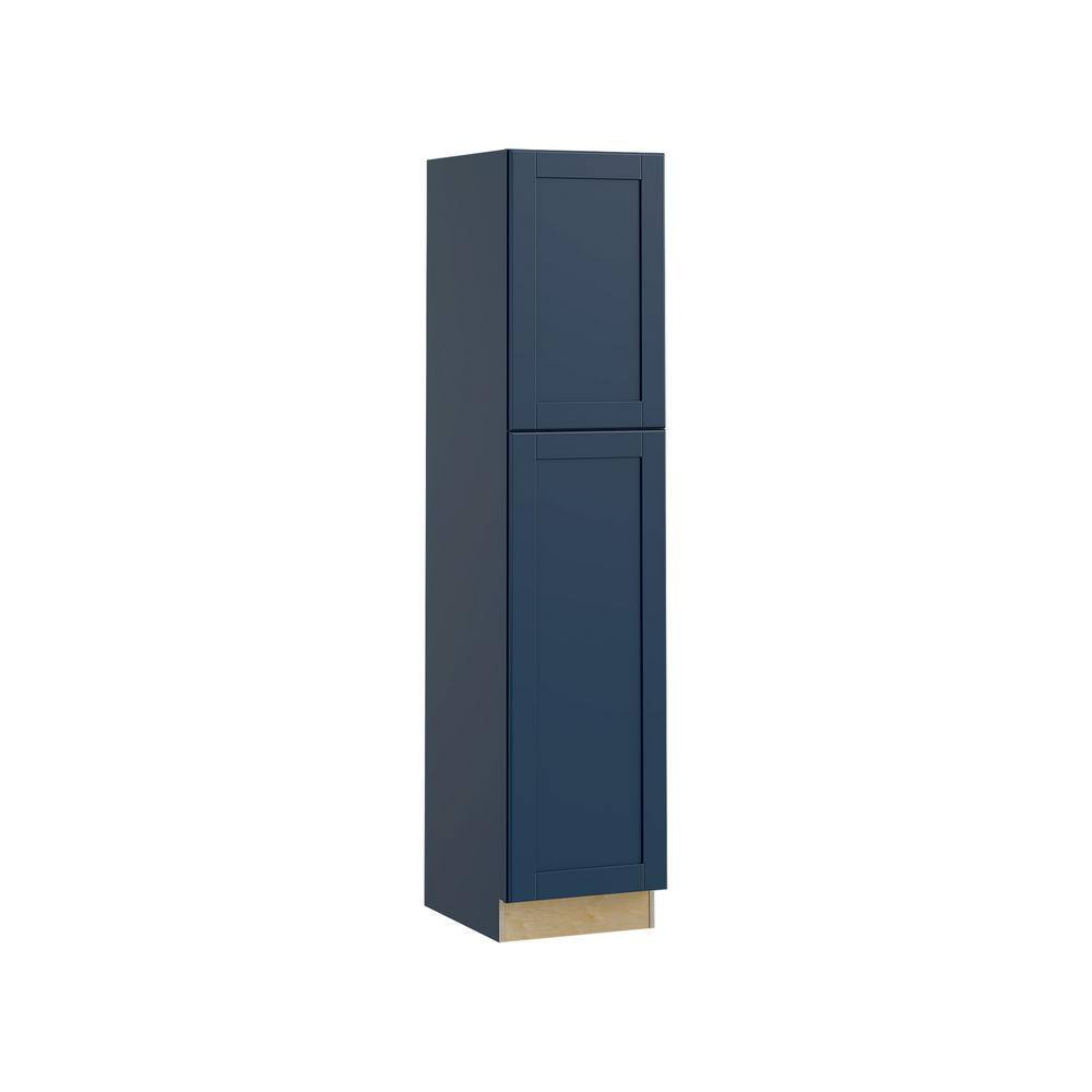 Home Decorators Collection Washington Vessel Blue Plywood Shaker Stock Assembled Bath Kitchen Cabinet Vanity Soft Close Lft 18 in. x 84 in. x21 in. VLC182184L-WVB