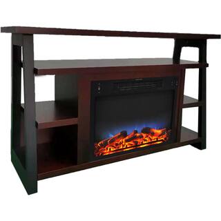 Hanover Industrial Chic 53.1 in. W Freestanding Electric Fireplace TV Stand in Mahogany with Enhanced Log Display FS5332-1BMHL2