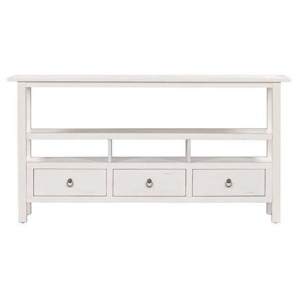 Solid Console Table Double-Storey Tabletop with 3 Drawers