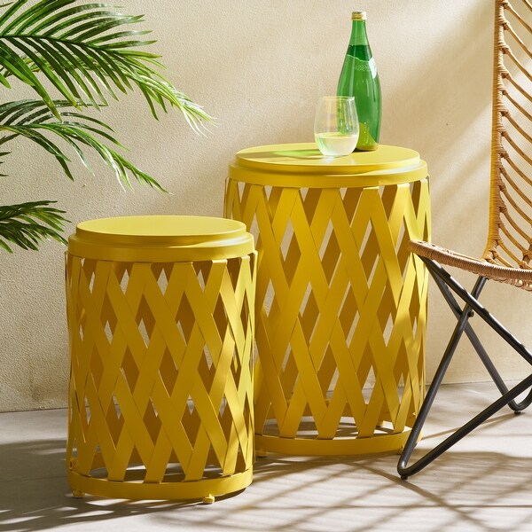 2pcs Iron Tables Lattice Design Lightweight and Stylish