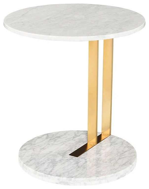 Nirvan White Marble Side Table   Contemporary   Side Tables And End Tables   by Virgil Stanis Design  Houzz