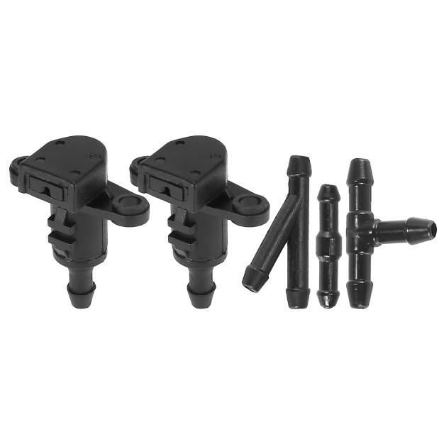 Unique Bargains Front Windshield Washer Nozzles Fit For Hyundai Elantra With Hose Connector Black Pack Of 5