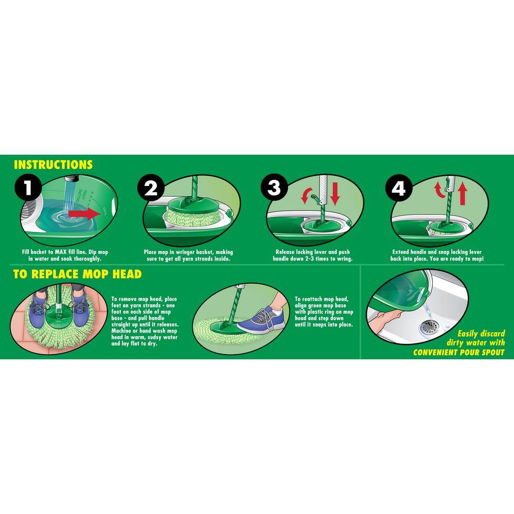 Libman Microfiber Tornado Wet Spin Mop and Bucket with 3 Refills  Microfiber Flat Mop with 2-Piece Handle with 1 Refill 1608