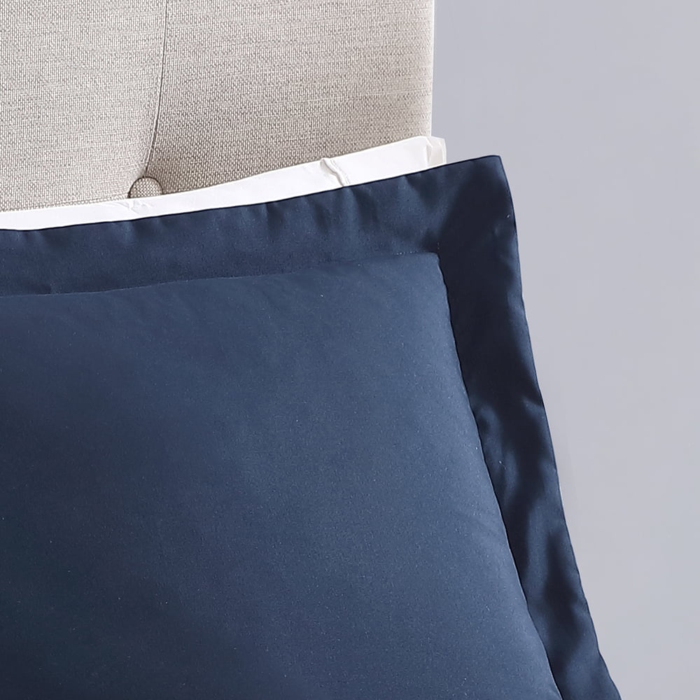 Mainstays Navy Flange Microfiber Shams， Standard Shams， 2 Count