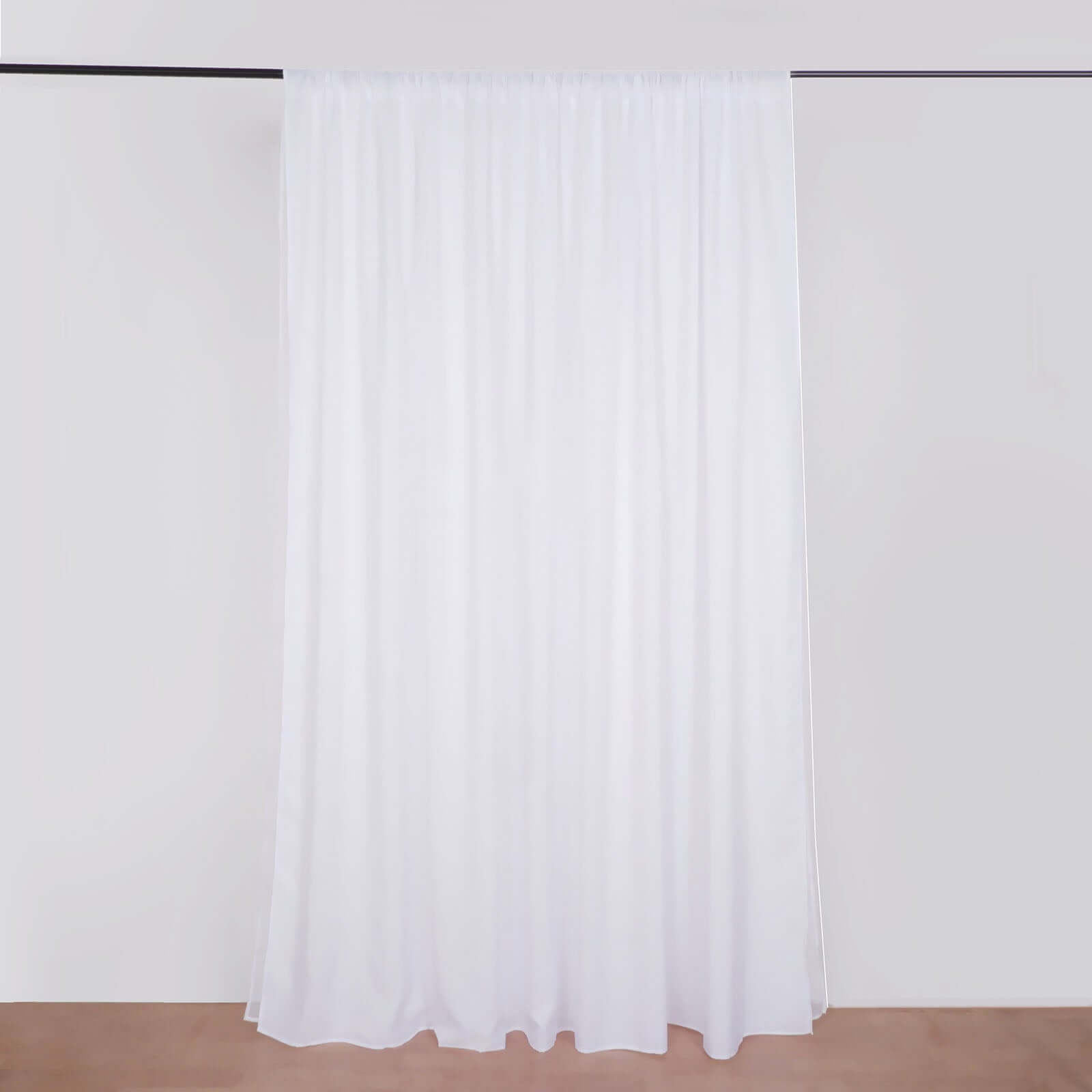 White Chiffon Polyester Backdrop Drape Curtain, Dual Layer Event Divider Panel with Rod Pockets - 10ftx10ft