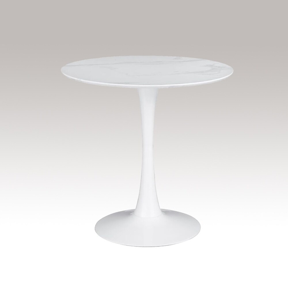 Round Dining Table in White Finish