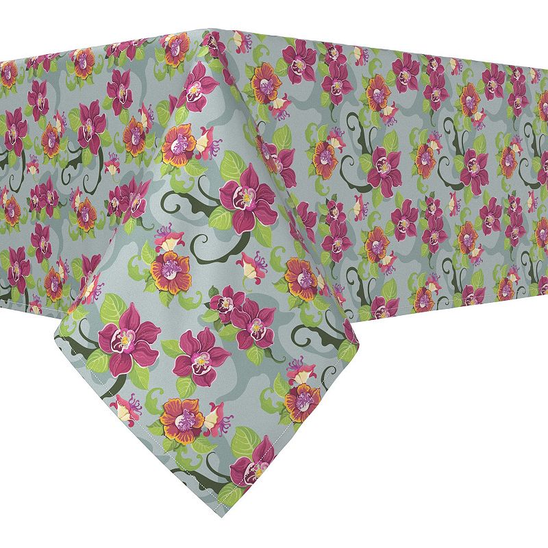 Rectangular Tablecloth， 100% Cotton， 52x84， Tropical Flower Pattern