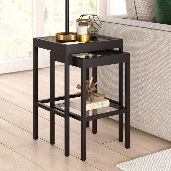 Alexis Metal/ Tempered Glass Nesting Tables