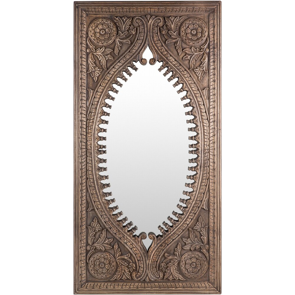 Artistic Weavers Emeka Hand Carved Wood Leaning Floor Mirror   72\