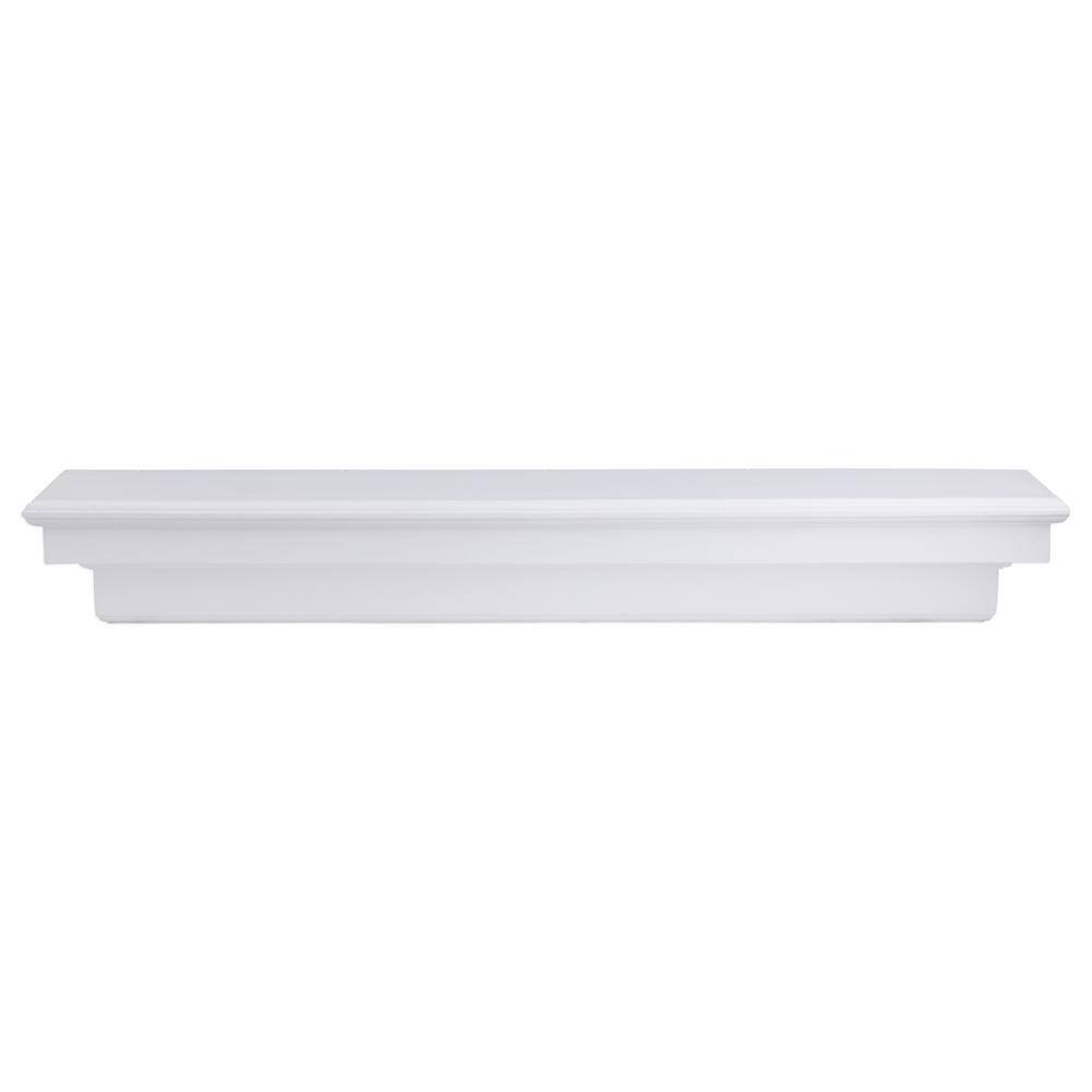 Dogberry Collections 48 in. White French Corbel Mantel Shelf m-fcor-4877-whit-none