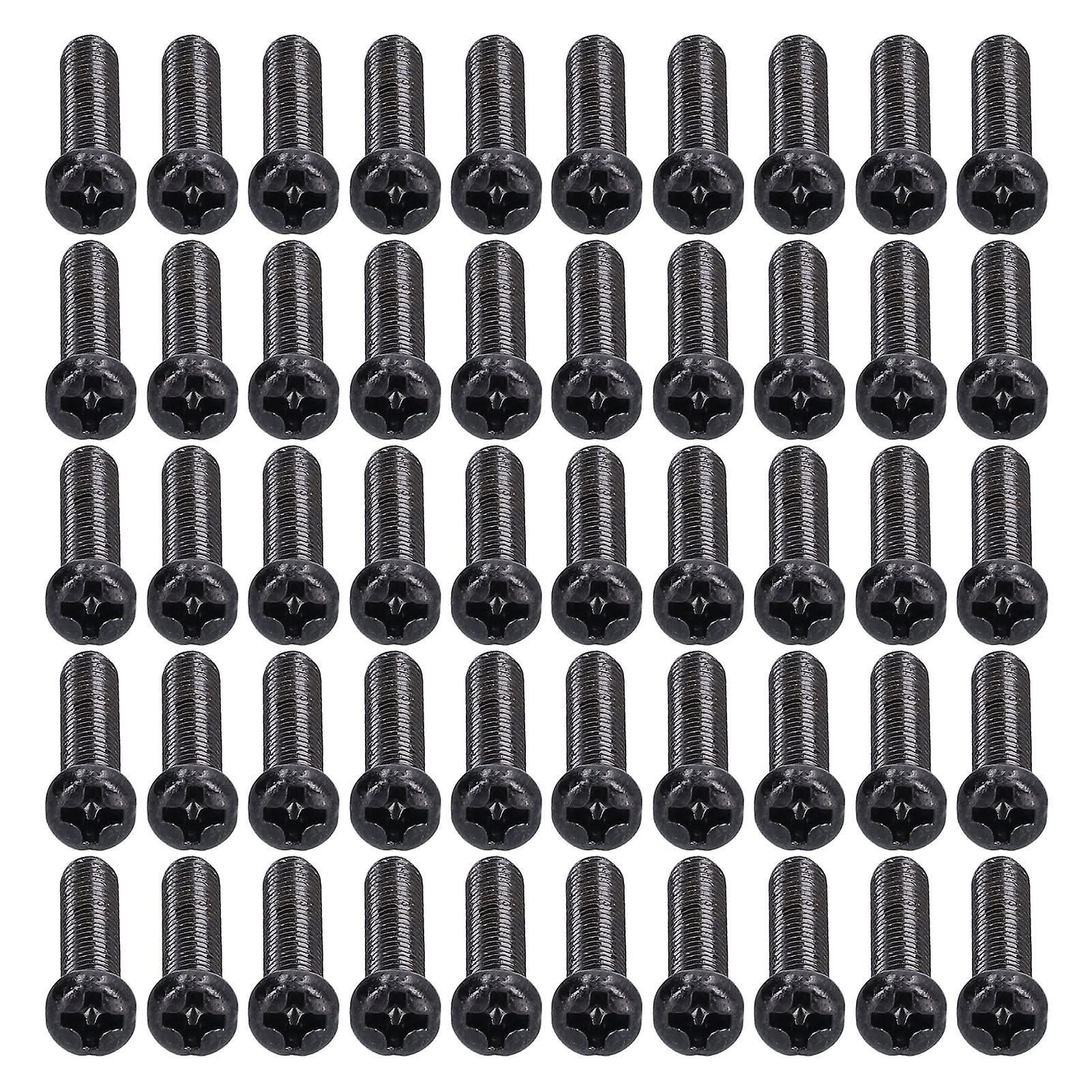 50pcs DIN 7985 Steel Pan Head Machine Screw Fully Threaded Black Zinc Plated Bolts FastenerM4x20