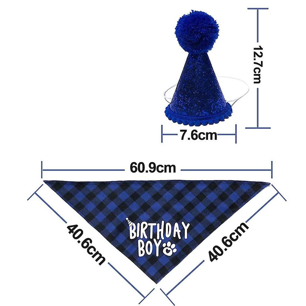 Dog Birthday Party Supplies， Boy Dog Birthday Bandana Scarf And Dog Birthday Hat With Number