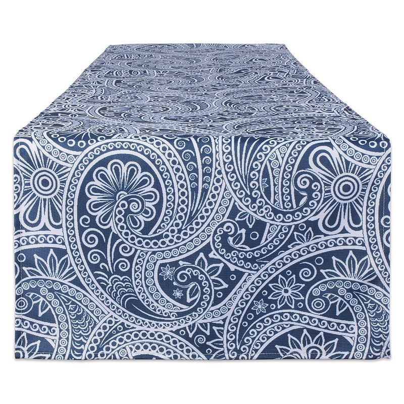 72 Outdoor Table Runner with Blue Paisley Printed Design