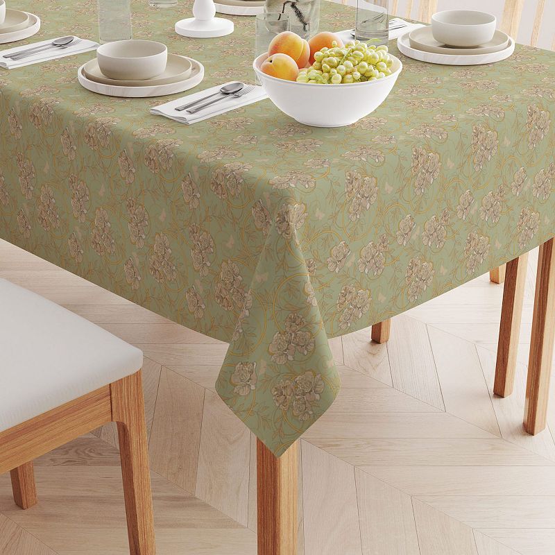 Square Tablecloth， 100% Cotton， 52x52， Floral 136