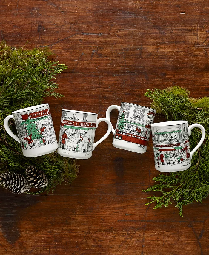 Noritake Le Restaurant Set of 4 Holiday Mugs 12 OZ.