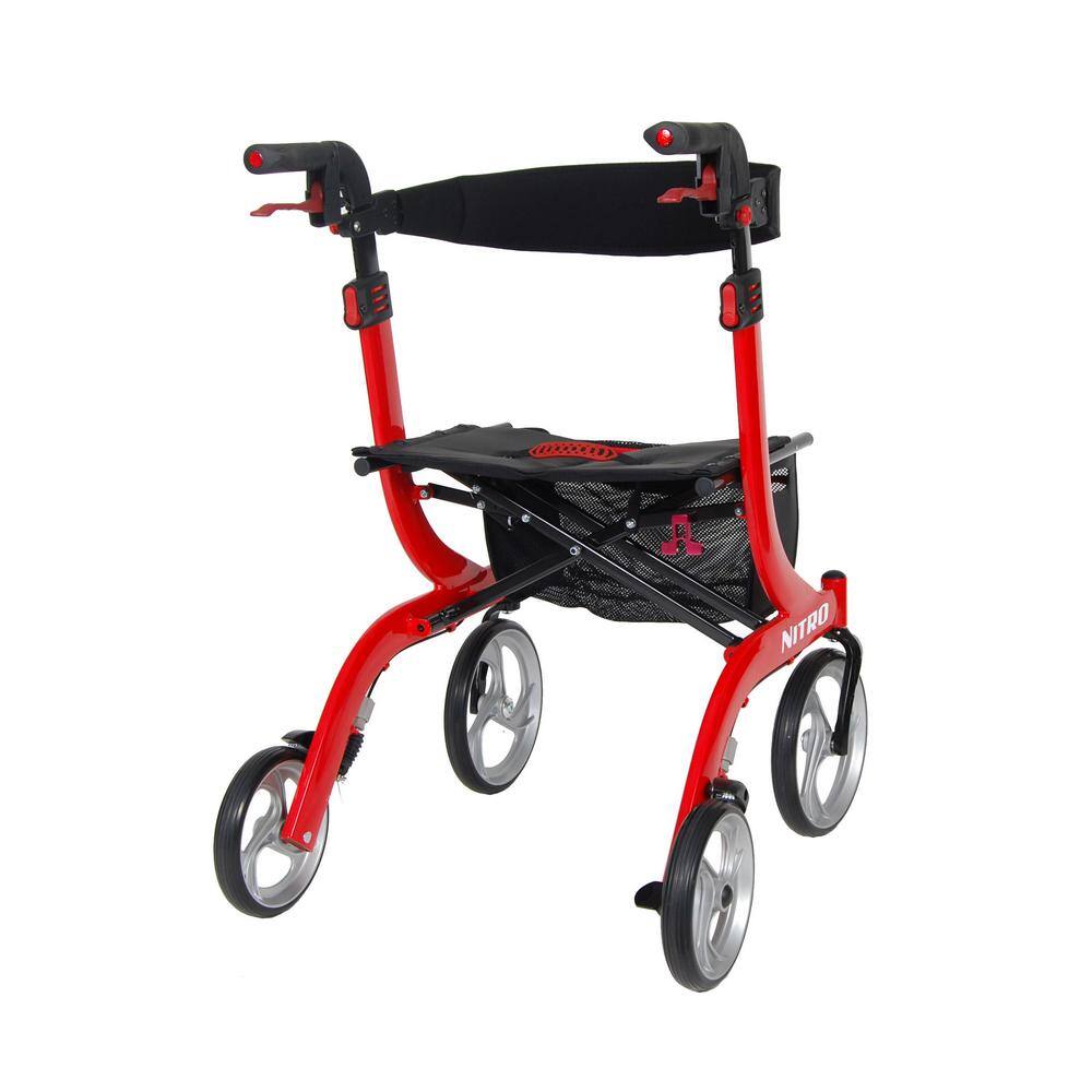 Drive Medical Nitro Euro Style Rollator Rolling Walker Red RTL10266