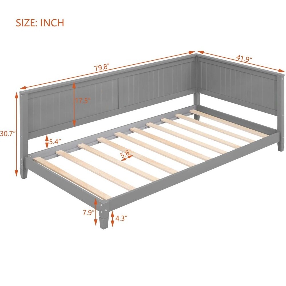 Grey Twin Size Wood Daybed Sofa Bed