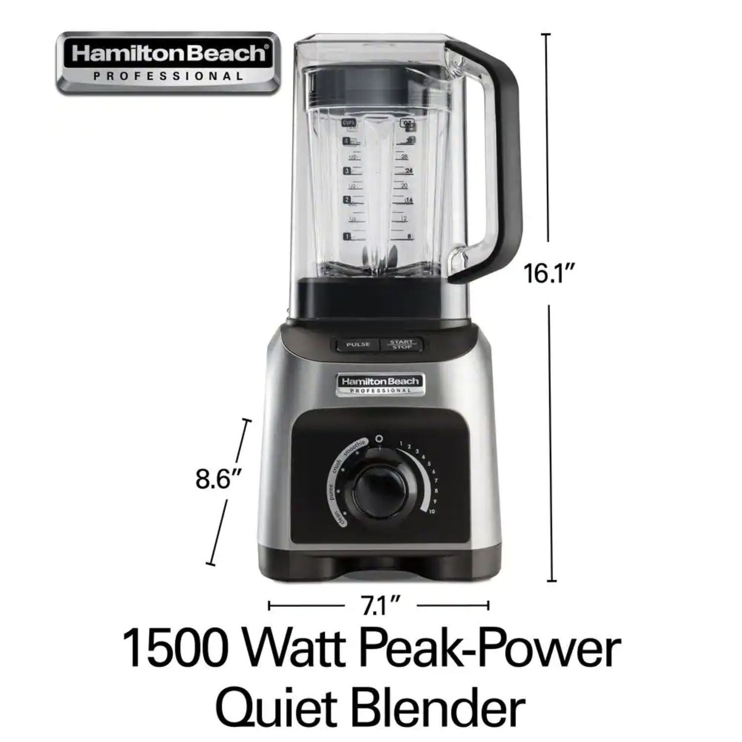 Hamilton Beach 32 oz. 14-Speed Black and Grey Countertop Blender with Quiet Shield