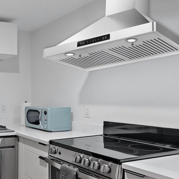 30'' Wall Mounted Stainless Steel Single Motor Range Hood with LED Screen Finger Touch Control