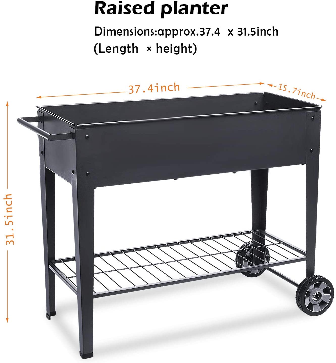 Raised Planter Box with Legs Outdoor Elevated Garden Bed On Wheels for Vegetables Flower Herb Patio