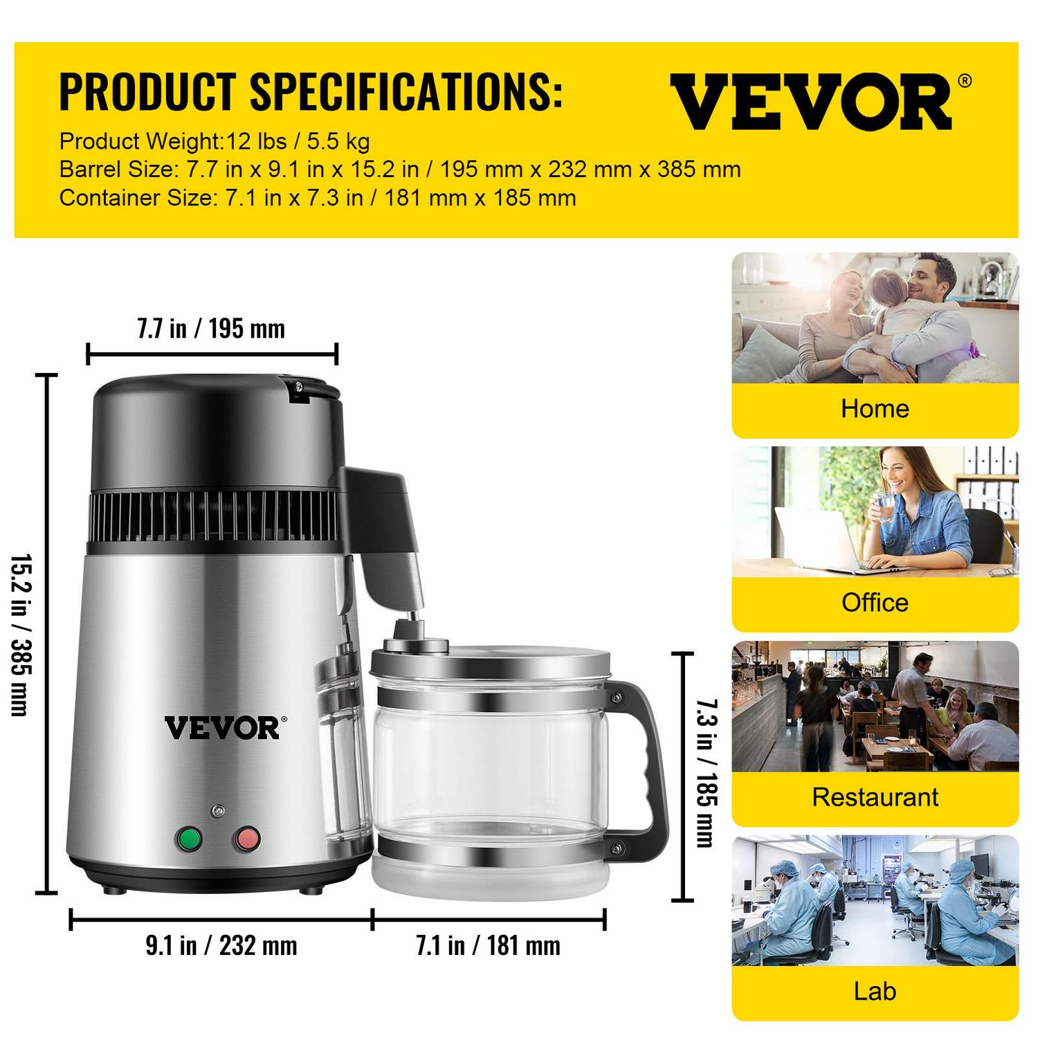 VEVORbrand 4L Water Distiller Purifier Machine 304 Stainless Steel DualButton Water Distiller 750W DualButton Water Distiller for Interior Home Sliver  Crowdfused