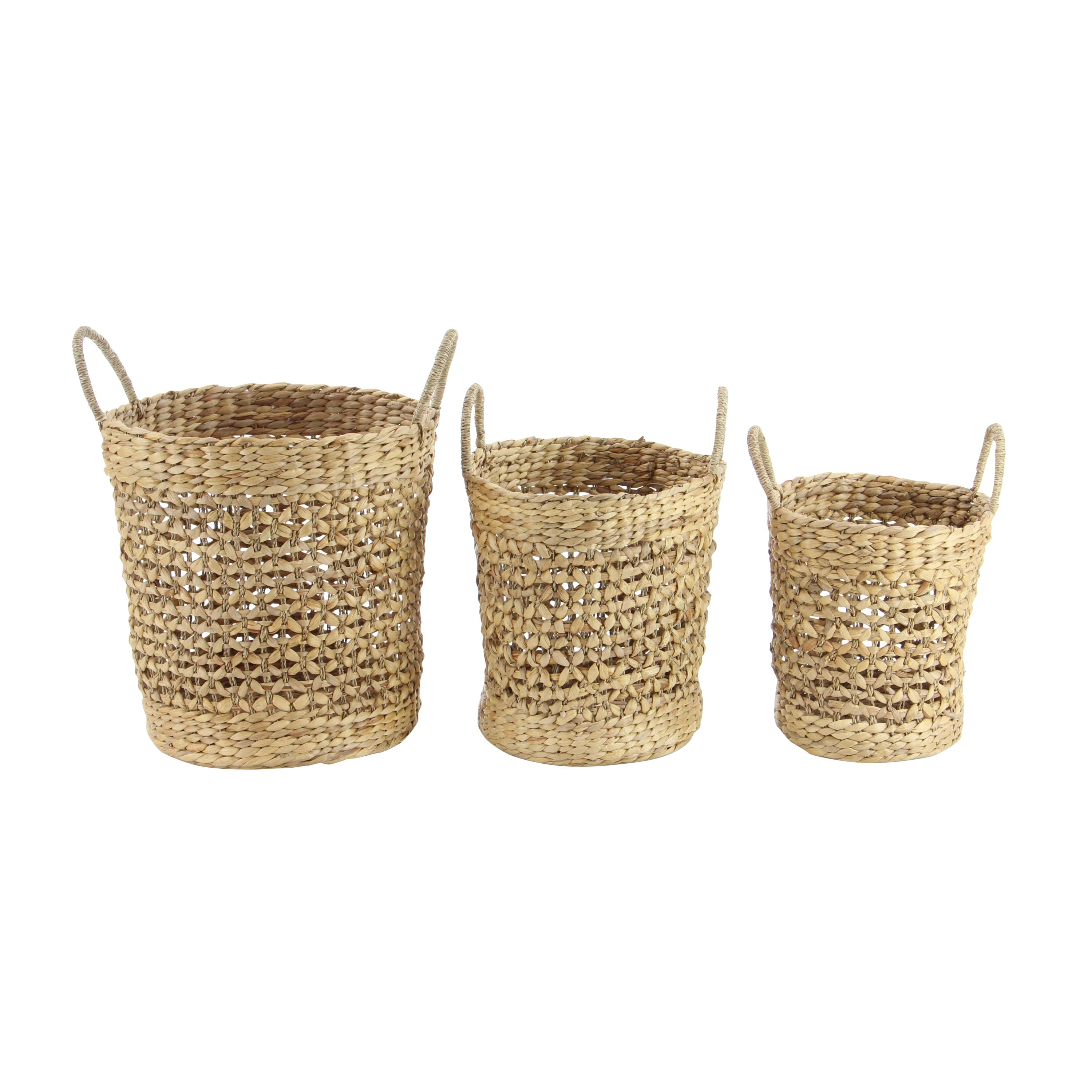 DecMode Coastal Brown Seagrass Woven Storage Basket, Set of 3 21