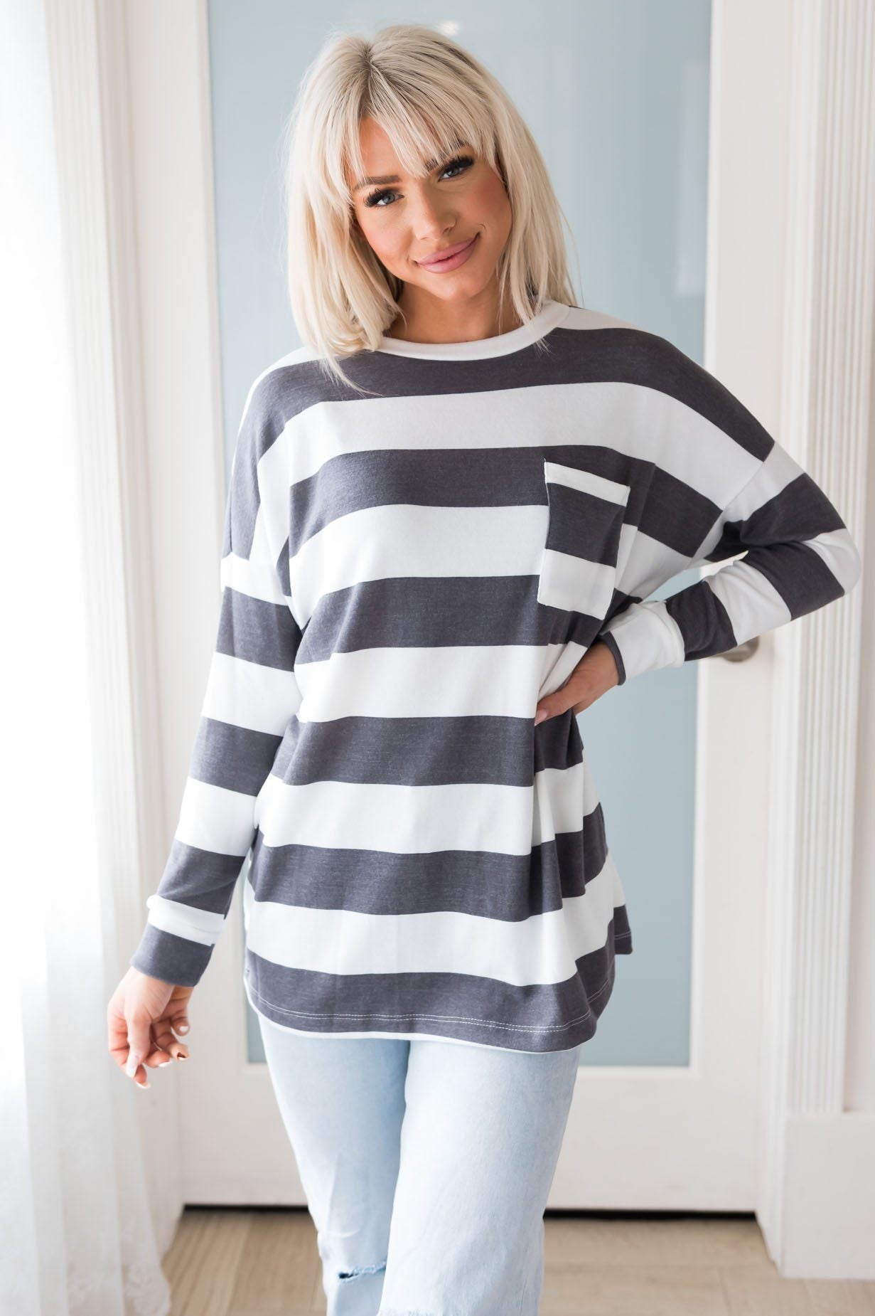 Softest Stripes Modest Blouse