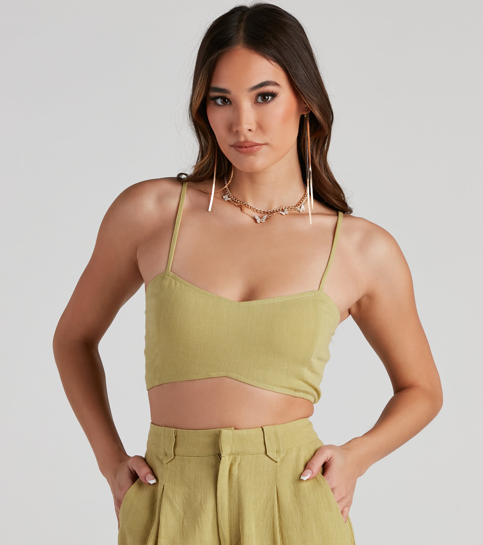 On The Move Linen Crop Top