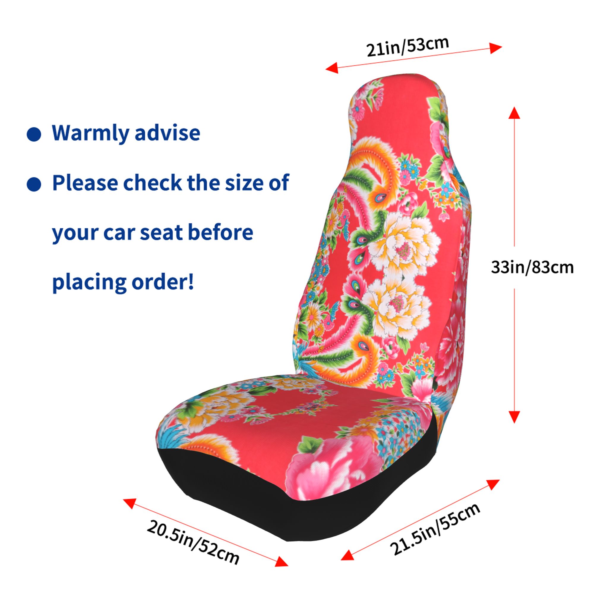 ZICANCN Car Seat Cover Phoenix Flower Print Car Front Seat Covers Protectors ， Automotive Seat Covers for Cars Trucks Suv