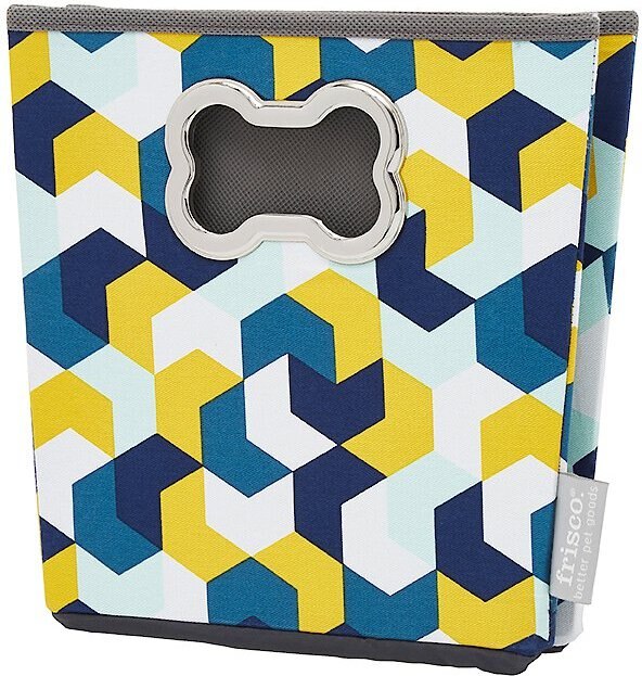 Frisco Rectangle Collapsible Pet Toy Storage Bin， Yellow Geometric