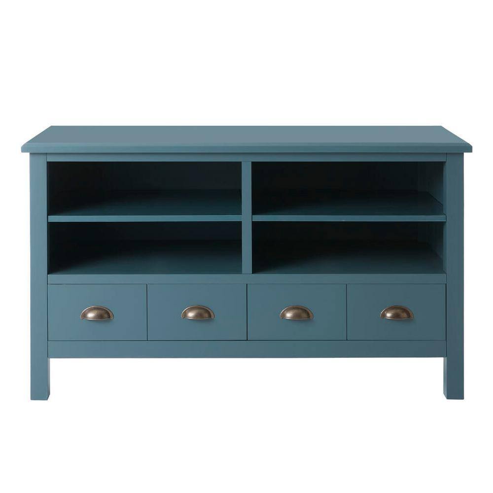 Home Decorators Collection Whitehaven Charleston Blue Wood TV stand with Adjustable Shelves and Two Drawers (45 in. W x 26 in. H) SK19334Br1-C