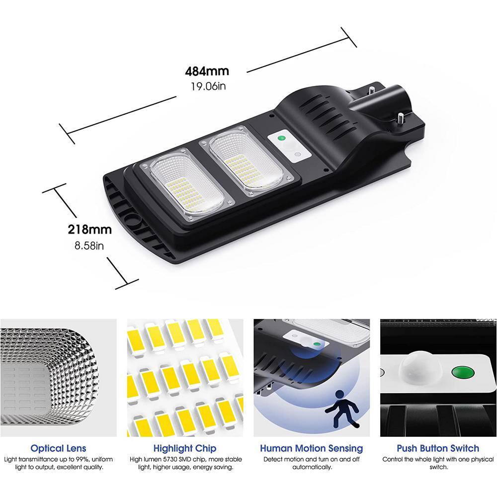 YANSUN 200-Watt Equivalent Integrated LED Black Dusk to Dawn Motion Sensing Area Light with Remote Control H-SO04001JB-4