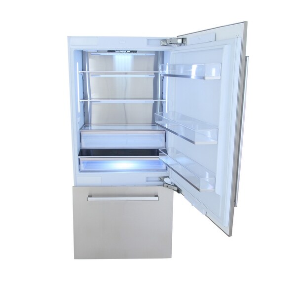 36 in. Width 19.6 cu. ft. Built-In Bottom Freezer Refrigerator in Custom Panel Ready， Counter Depth - 36