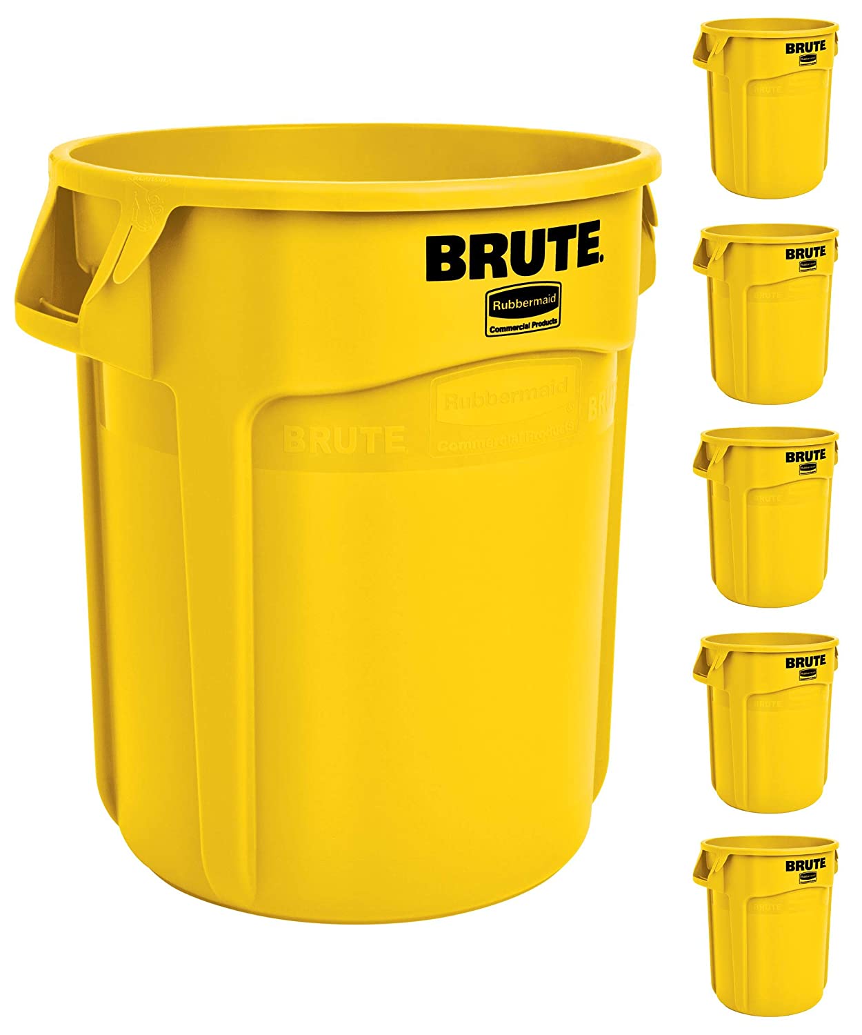 Yellow Heavy-Duty Trash/Garbage Can, (Pack of 6)